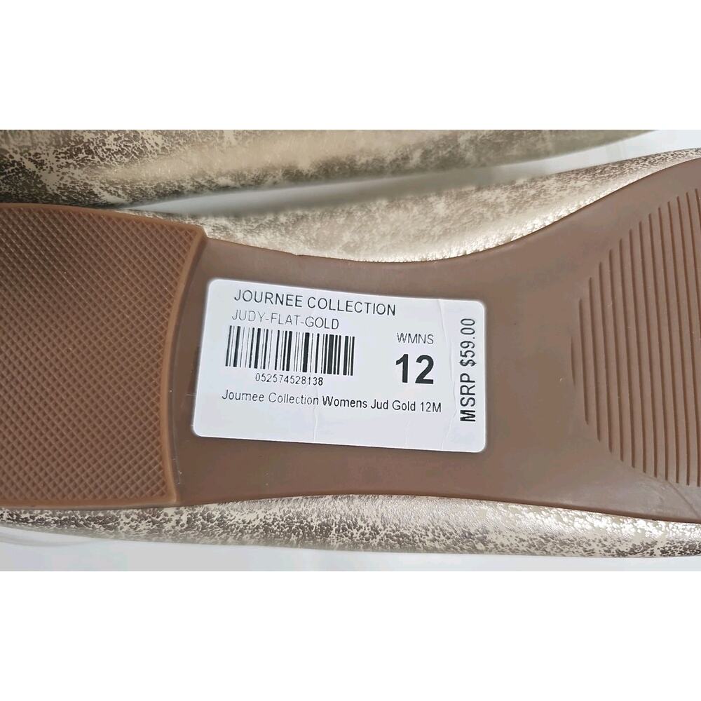 Journee Collection ~Woman Size 12M~ Judy Ruffled Ballet Flats Old Gold NWOB. - Picture 11 of 14